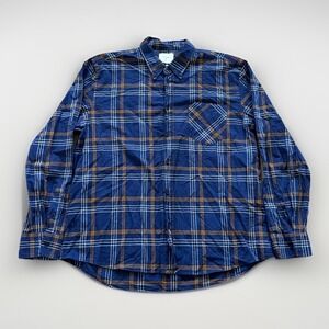 Billy Reid Shirt Mens XL‎ Standard Fit Blue Plaid Check Button-Down